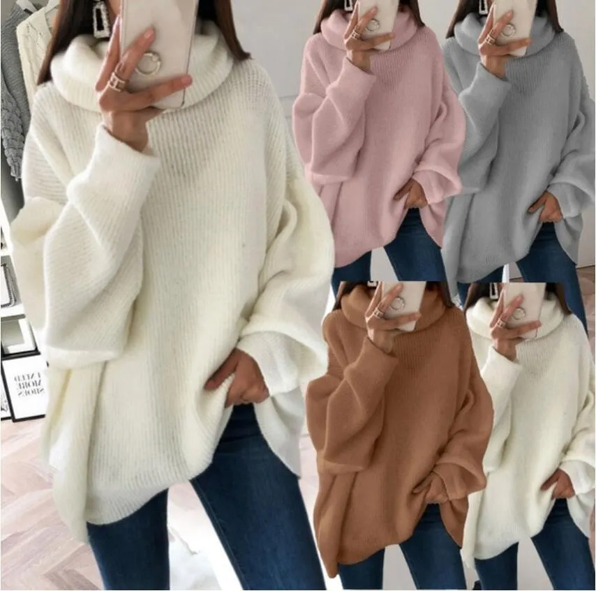 Loose Solid Color Turtleneck Sweater